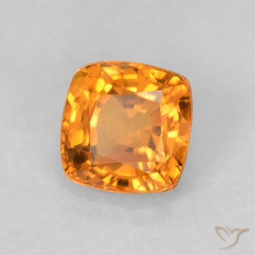 Zaffiro Arancione brillante naturale da 0.55 ct, Cuscino, VVS-VS