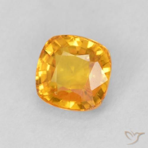 Zaffiro Arancio Medio naturale da 0.68 ct, Cuscino, VVS
