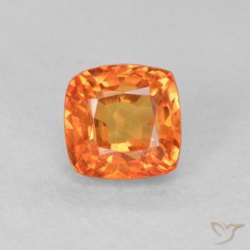0.64ct Naturale Arancione brillante Zaffiro, Cuscino, VVS