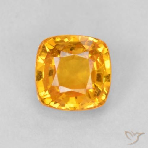0.76ct Naturale Arancio-Oro Zaffiro, Cuscino, VVS