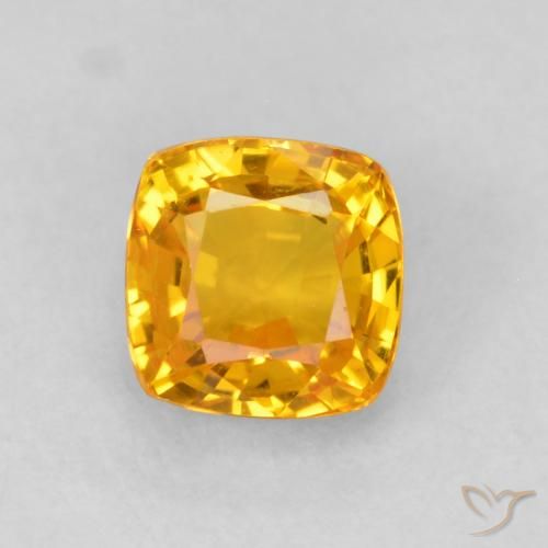 0.78ct Naturale Arancio dorato Zaffiro, Cuscino, VVS