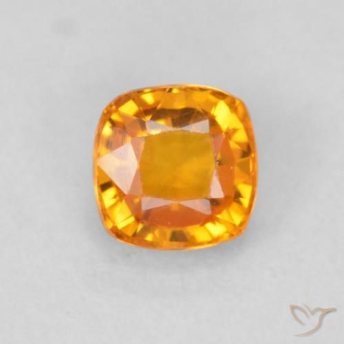 0.63ct Naturale Arancione brillante Zaffiro, Cuscino, VVS, Photo A