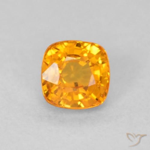 0.56ct Naturale Arancione brillante Zaffiro, Cuscino, VVS