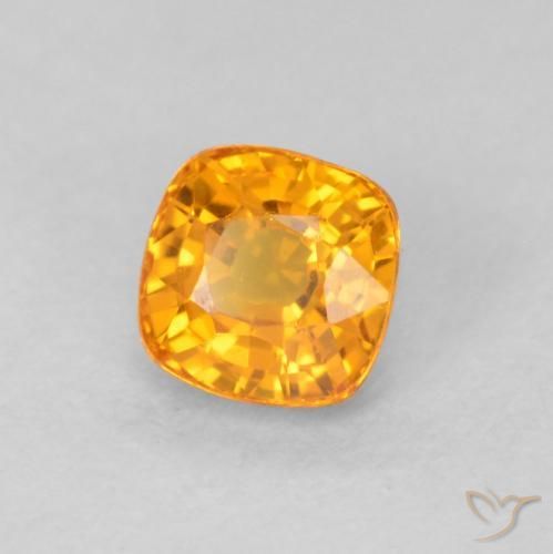 Zaffiro Arancione brillante naturale da 0.56 ct, Cuscino, VVS