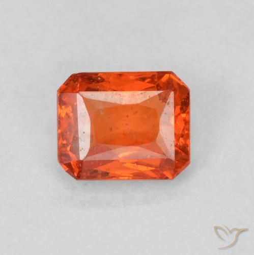 0.53ct Naturale Arancio caldo Zaffiro, Taglio smeraldo, SI