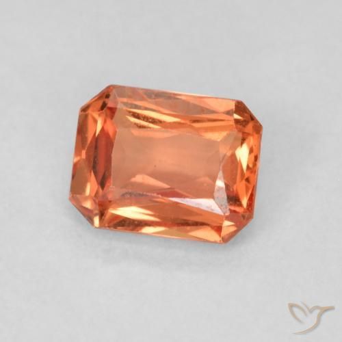 Zaffiro Rosso arancione naturale da 0.55 ct, Ottagonale / Taglio smeraldo, VS