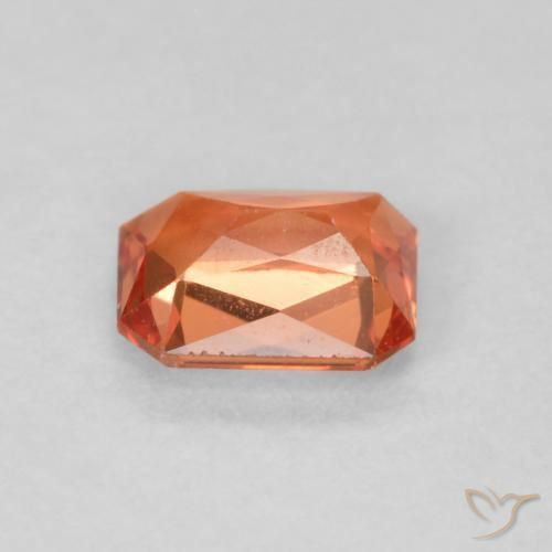 Zaffiro Rosso arancione naturale da 0.55 ct, Ottagonale / Taglio smeraldo, VS