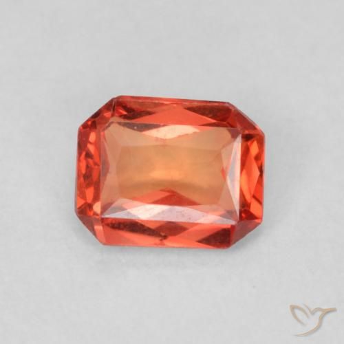 0.49ct Naturale Arancione rossastra Zaffiro, Taglio smeraldo, VS