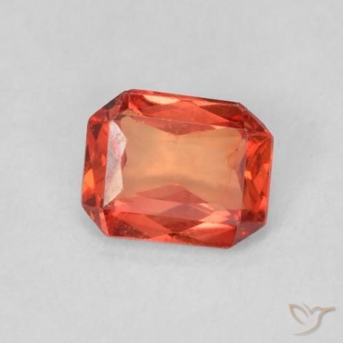Zaffiro Arancione rossastra naturale da 0.49 ct, Ottagonale / Taglio smeraldo, VS