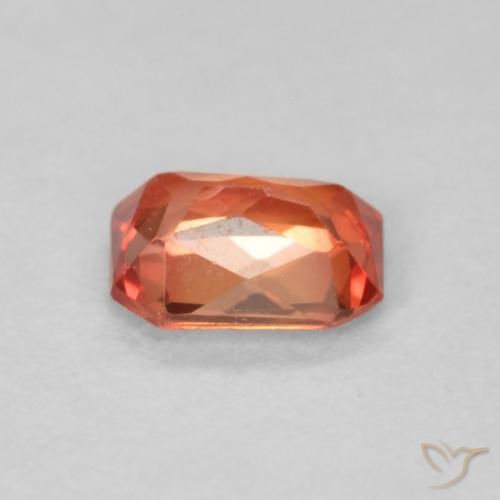 Zaffiro Arancione rossastra naturale da 0.49 ct, Ottagonale / Taglio smeraldo, VS