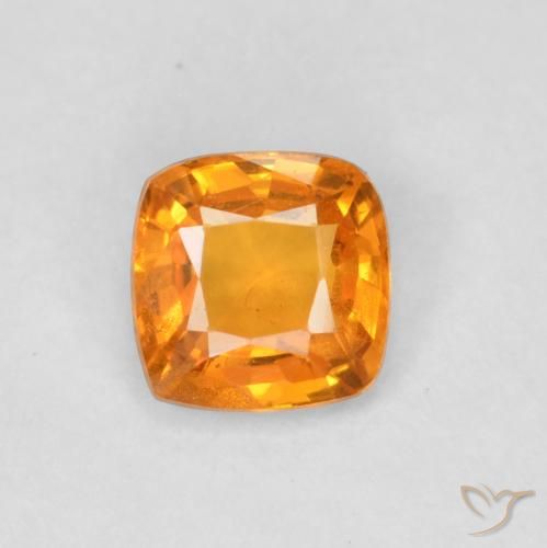 0.49ct Naturale Arancione brillante Zaffiro, Cuscino, VS