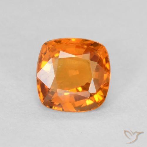 0.56ct Naturale Arancione brillante Zaffiro, Cuscino, VS