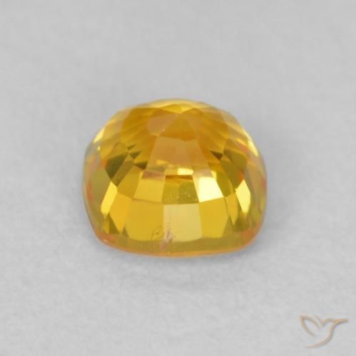 Zaffiro Arancione-Oro naturale da 0.60 ct, Cuscino, VVS-VS