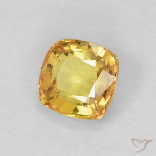 Zaffiro Giallo medio naturale da 0.60 ct, Cuscino, VVS-VS