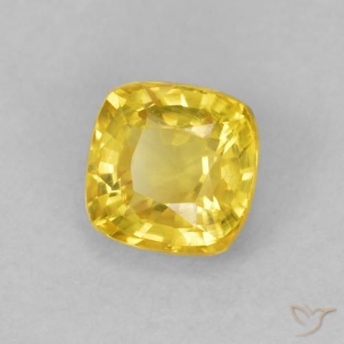 Zaffiro Giallo medio naturale da 0.50 ct, Cuscino, VVS-VS