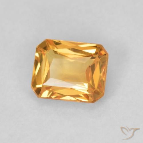Zaffiro Arancio intenso-OroG naturale da 0.48 ct, Ottagonale / Taglio smeraldo, VVS-VS