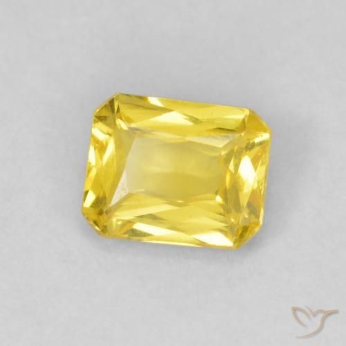 Zaffiro Giallo miele chiaro naturale da 0.46 ct, Ottagonale / Taglio smeraldo, VVS-VS