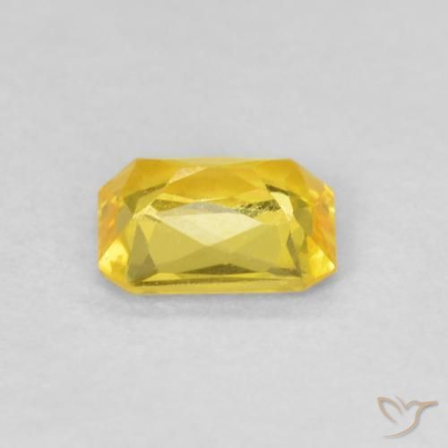Zaffiro Giallo miele chiaro naturale da 0.46 ct, Ottagonale / Taglio smeraldo, VVS-VS