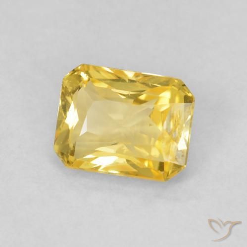 Zaffiro Giallo intenso naturale da 0.51 ct, Ottagonale / Taglio smeraldo, VVS-VS