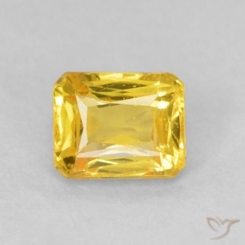 Zaffiro Giallo intenso naturale da 0.71 ct, Ottagonale / Taglio smeraldo, VVS-VS