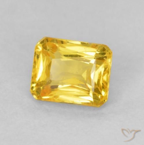 Zaffiro Giallo intenso naturale da 0.71 ct, Ottagonale / Taglio smeraldo, VVS-VS