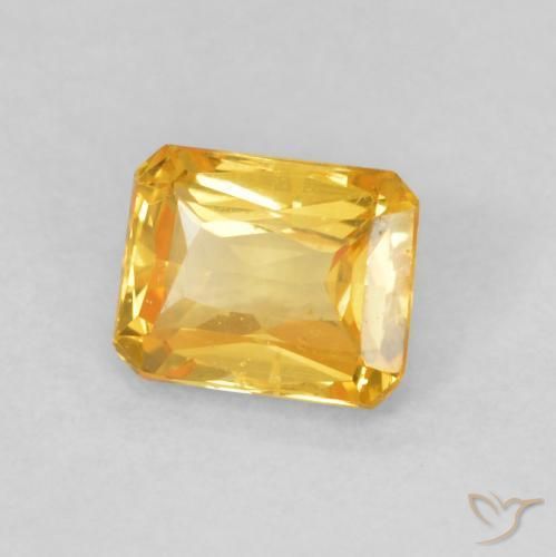 Zaffiro Arancio Dorato Profondo naturale da 0.59 ct, Ottagonale / Taglio smeraldo, VVS-VS