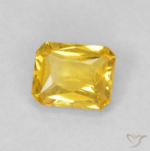 Zaffiro Giallo miele naturale da 0.49 ct, Ottagonale / Taglio smeraldo, VVS-VS