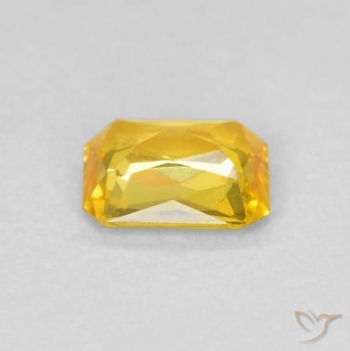 Zaffiro Giallo miele naturale da 0.49 ct, Ottagonale / Taglio smeraldo, VVS-VS
