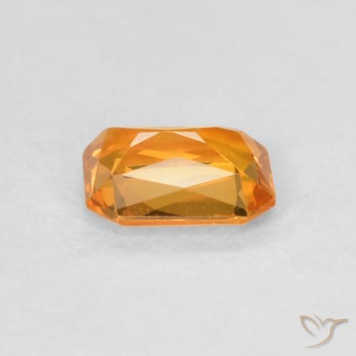 Zaffiro Arancio Medio naturale da 0.45 ct, Ottagonale / Taglio smeraldo, VVS-VS