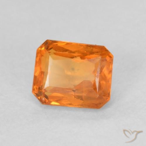 Zaffiro Arancione brillante naturale da 0.72 ct, Ottagonale / Taglio smeraldo, VVS-VS