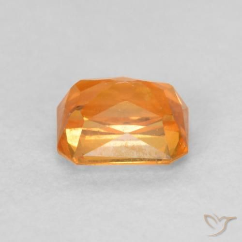 Zaffiro Arancione brillante naturale da 0.72 ct, Ottagonale / Taglio smeraldo, VVS-VS