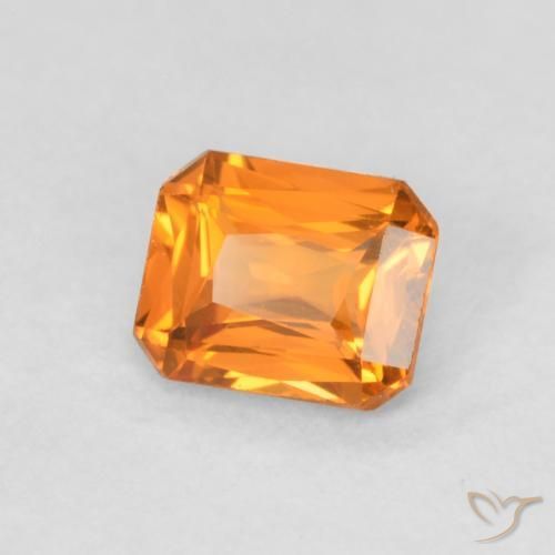 Zaffiro Arancione brillante naturale da 0.48 ct, Ottagonale / Taglio smeraldo, VVS-VS