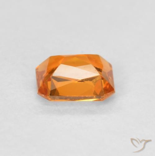 Zaffiro Arancione brillante naturale da 0.48 ct, Ottagonale / Taglio smeraldo, VVS-VS