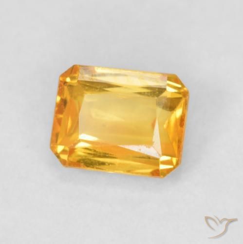 Zaffiro Arancio Scuro-Oro naturale da 0.66 ct, Ottagonale / Taglio smeraldo, VS