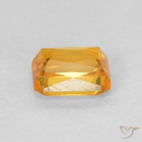 Zaffiro Arancio Scuro-Oro naturale da 0.66 ct, Ottagonale / Taglio smeraldo, VS