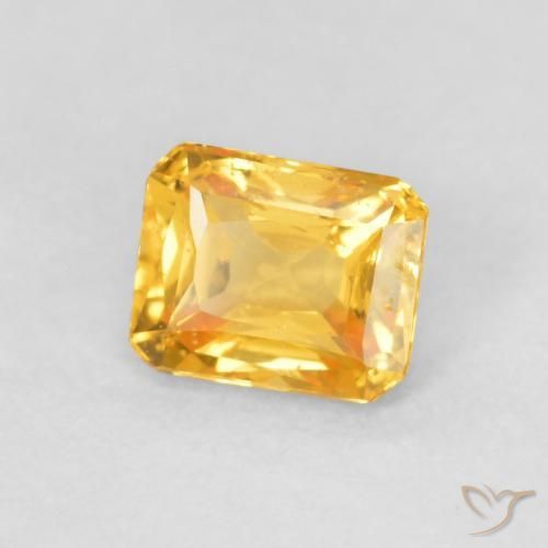 Zaffiro Arancio intenso-OroG naturale da 0.53 ct, Ottagonale / Taglio smeraldo, VS