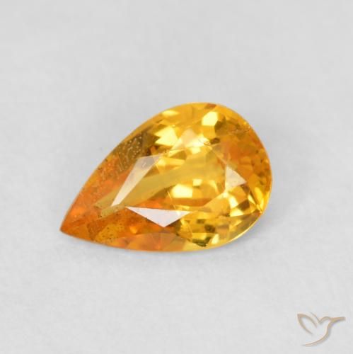0.40ct Naturale Arancio-Oro Zaffiro, Forma a pera, VS