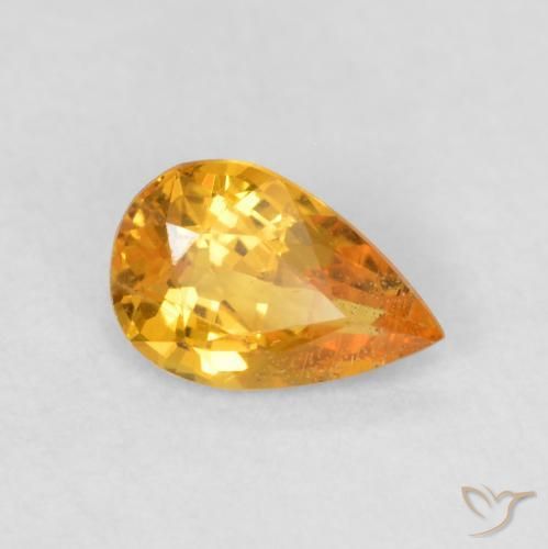 Zaffiro Arancio-Oro naturale da 0.40 ct, Forma a pera, VS