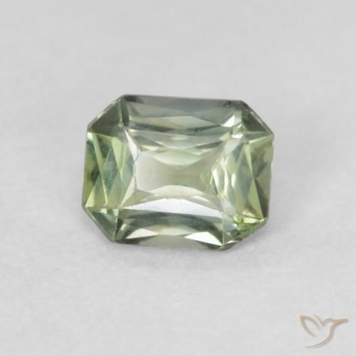 Zaffiro Verde Salvia Chiaro naturale da 0.46 ct, Ottagonale / Taglio smeraldo, VVS