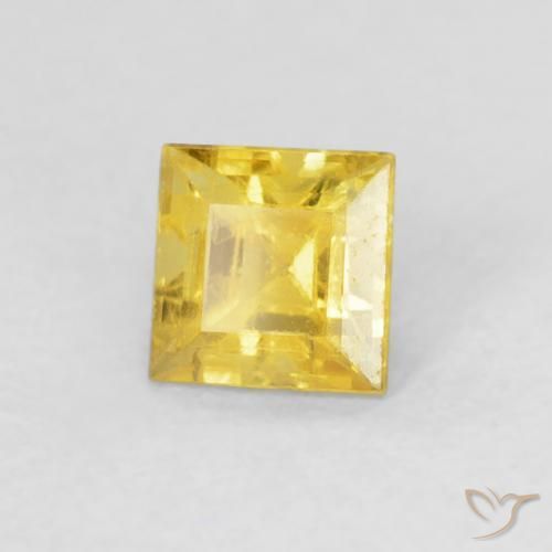 Zaffiro Giallo medio naturale da 0.55 ct, Quadrato, VS