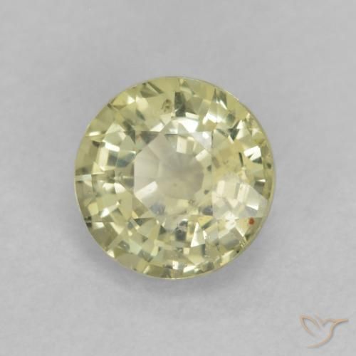 Zaffiro Giallo chiaro naturale da 0.49 ct, Rotondo, VS