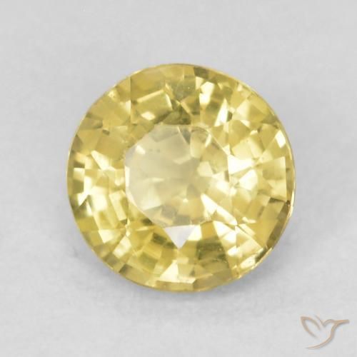 Zaffiro Giallo chiaro naturale da 0.48 ct, Rotondo, VVS-VS