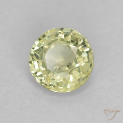 Zaffiro Giallo chiaro naturale da 0.39 ct, Rotondo, VS
