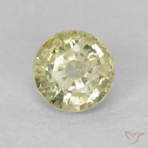 Zaffiro Giallo chiaro naturale da 0.48 ct, Rotondo, VS