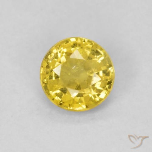 0.40ct Naturale Bombo Giallo Zaffiro, Rotondo, SI