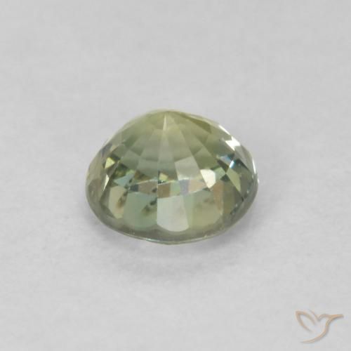 Zaffiro Verde grigiastro naturale da 0.48 ct, Taglio rotondo, VS-SI