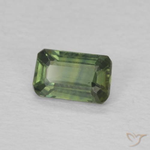Zaffiro Verde Terra Pallido naturale da 0.42 ct, Ottagonale / Taglio smeraldo, VS