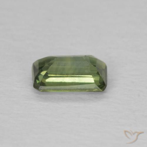 Zaffiro Verde Terra Pallido naturale da 0.42 ct, Ottagonale / Taglio smeraldo, VS