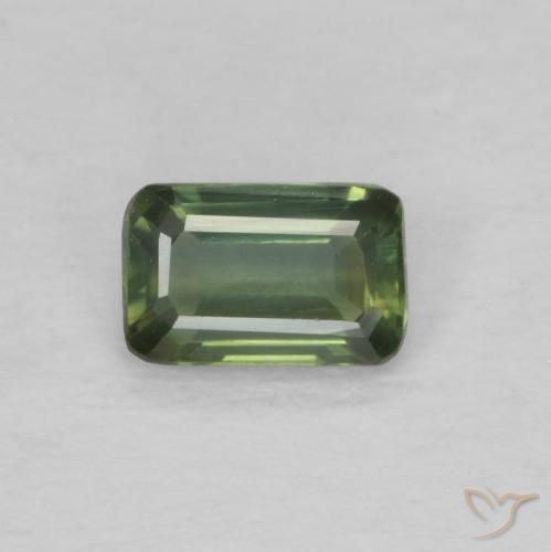 0.41ct Naturale Verde giallastro Zaffiro, Taglio smeraldo, VVS-VS