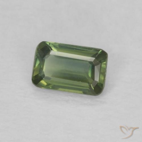 Zaffiro Verde giallastro naturale da 0.41 ct, Ottagonale / Taglio smeraldo, VVS-VS